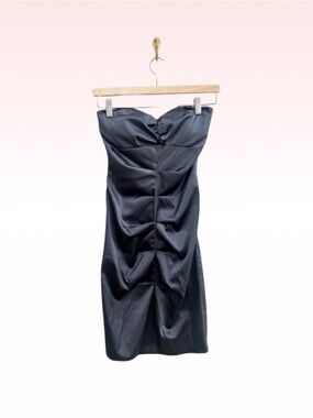 JUMP Y2K Apparel Grey Satin Ruched Strapless Mini Dress (Size XS)